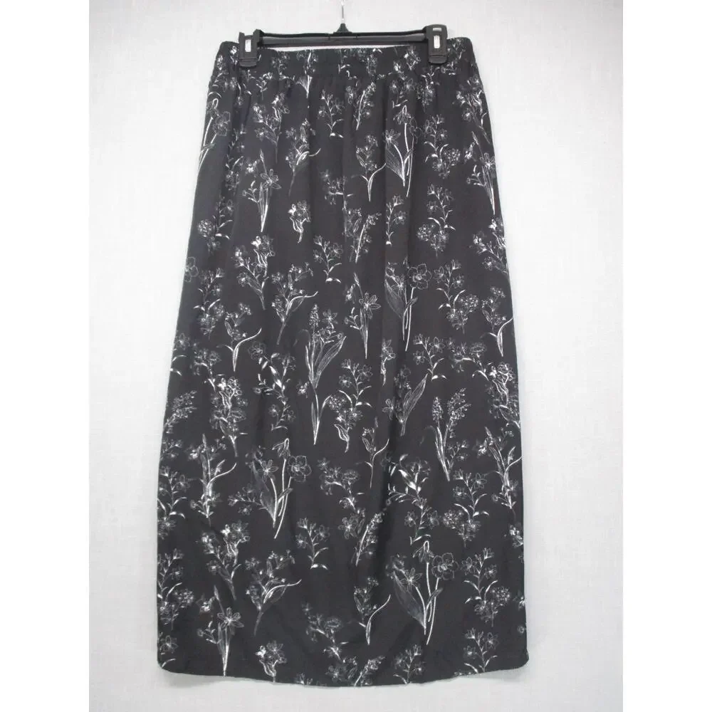 YOZY Floral Tie Detail Lightweight Midi Skirt Boho Trendy‎ Womens Size Large